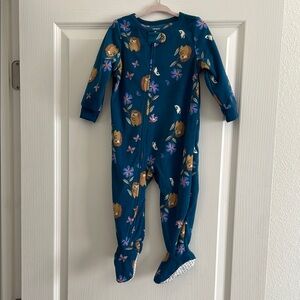 Blue One Piece Zip with Hedgehog and Floral Print